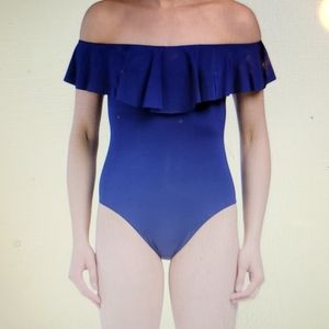 Trina Turk Solid Off Shoulder Swim Suit new